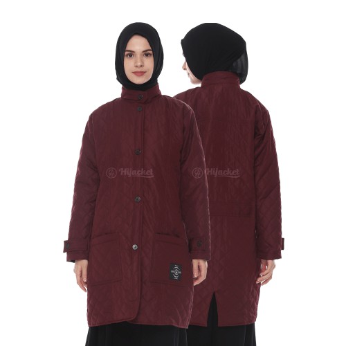 HIJACKET BELVA WANITA MUSLIMAH HIJAB ORIGINAL OFFICIAL I JAKET HIJAB WANITA MUSLIMAH PANJANG-RED BURGUNDY
