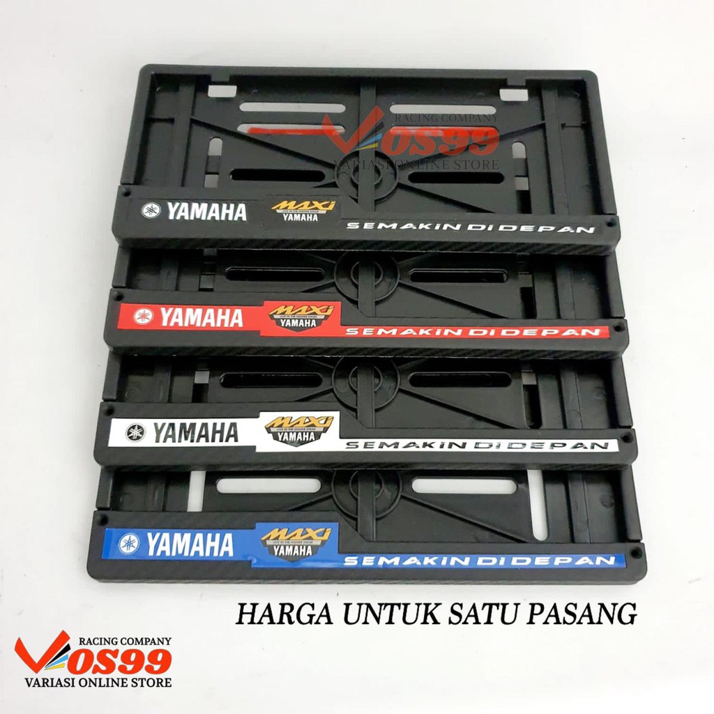 2 PCS BINGKAI PLAT NOMOR KARBON CARBON TULISAN YAMAHA SEMAKIN DIDEPAN BISA UNTUK SEMUA MOTOR