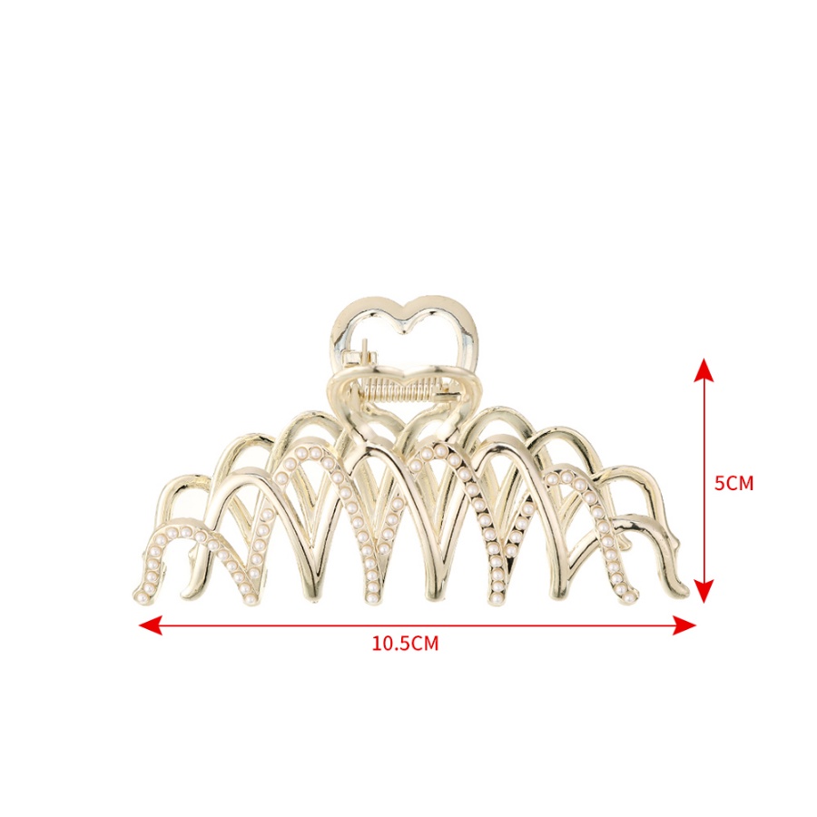 Jepit Rambut Model Cakar Aksen Mutiara Berlian Imitasi Warna Emas Bahan Logam Gaya Korea Untuk Wanita