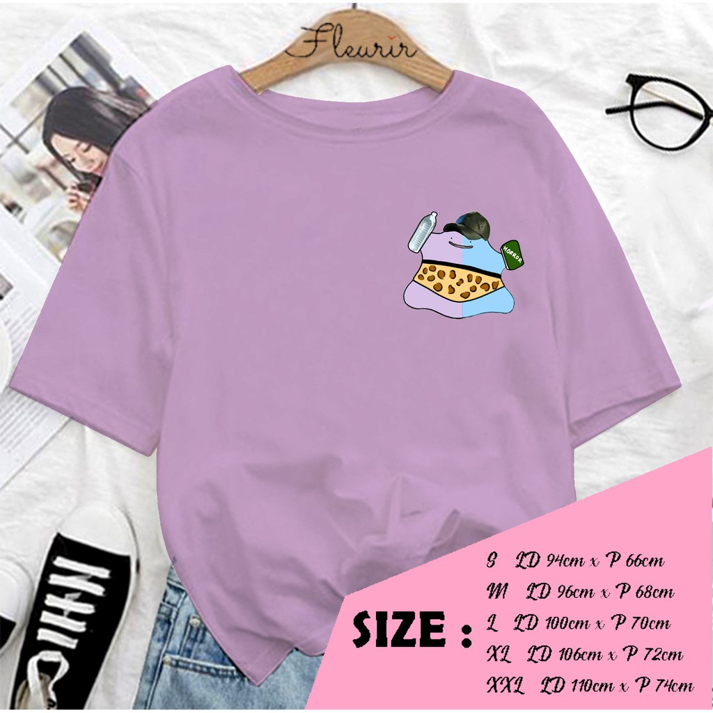 FLEURIR - KAOS DITTO HORROR WANITA DEWASA LENGAN PENDEK OVERSIZE JUMBO-LILAC