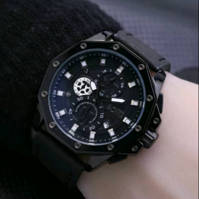 Jam Tangan Pria Elegant Exclusive BONIA MONSTER Premium Watch Leather Black