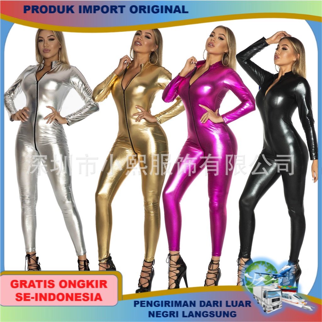 P Pakaian Wanita Terusan Perempuan Ketat Seksi Baju dalam Istri Cewek Dua Kepala Resleting Selangkan