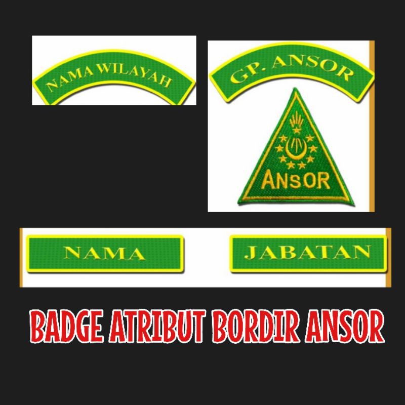 BADGE ATRIBUT BORDIR ANSOR UNTUK SERAGAM PAKAIAN