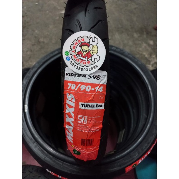 ( DOT-2026*RING 14 ) BAN LUAR MAXXIS VICTRA ST  70/90-14 TUBLES FREE PENTIL KARET DAN BUNGKUS WRAPIN