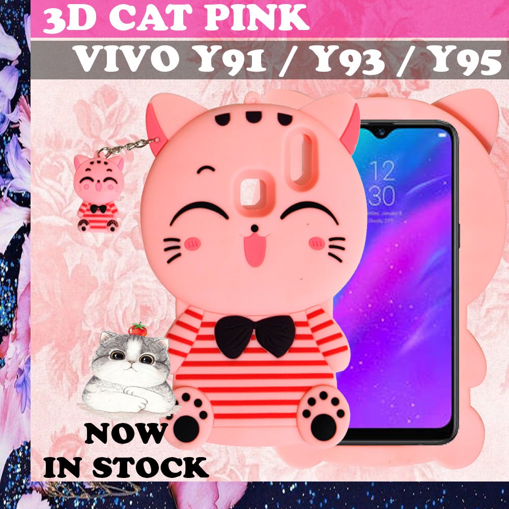 Softcase 4D Xiaomi Redmi Note 8 Pro Silikon 3D Pink Cat Lucky Cat / Silikon Case Soft Case-kucing pink