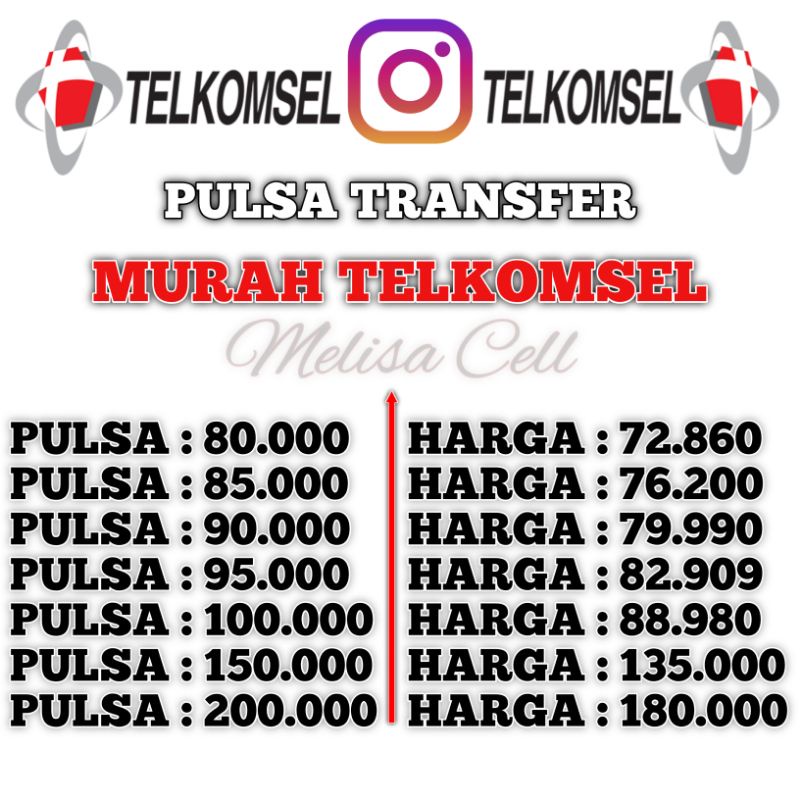 Pulsa Telkomsel Termurah Dan Paling Murah 80/85/90/95/100/150/200 (TRANSFER)
