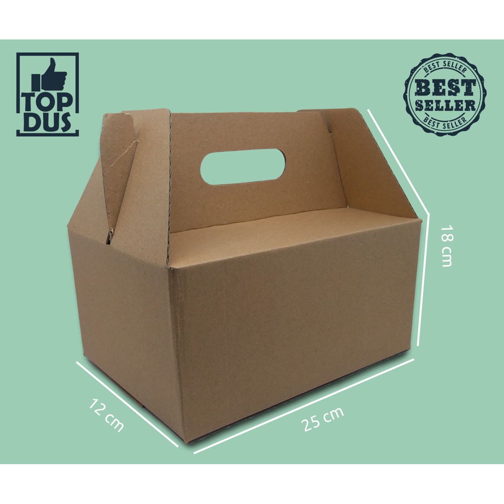 

Kardus 25x18x12cm Handle / Dus / Box / Die Cut / Model Tenteng ( Die Cut )