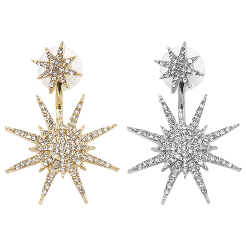 Anting Panjang Desain Bintang Snowflake Aksen Kristal Berlian Imitasi Warna Ungu Gaya Korea Untuk Wanita