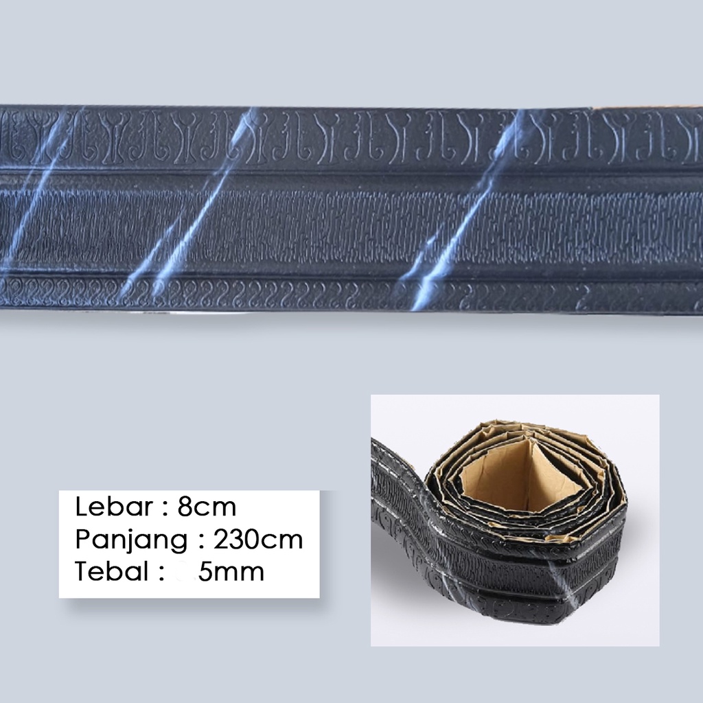 LIST BORDER FOAM 3D STICKER HIGHT QUALITY PANJANG 230CM-HITAM SILVER 8cm 5mm