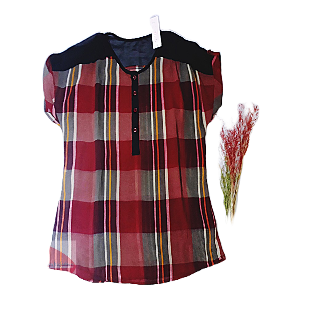 Blouse Jumbo Kotak Kotak Wanita Baju Jumbo Kotak kotak wanita blouse kotak cewek baju sifon wanita a