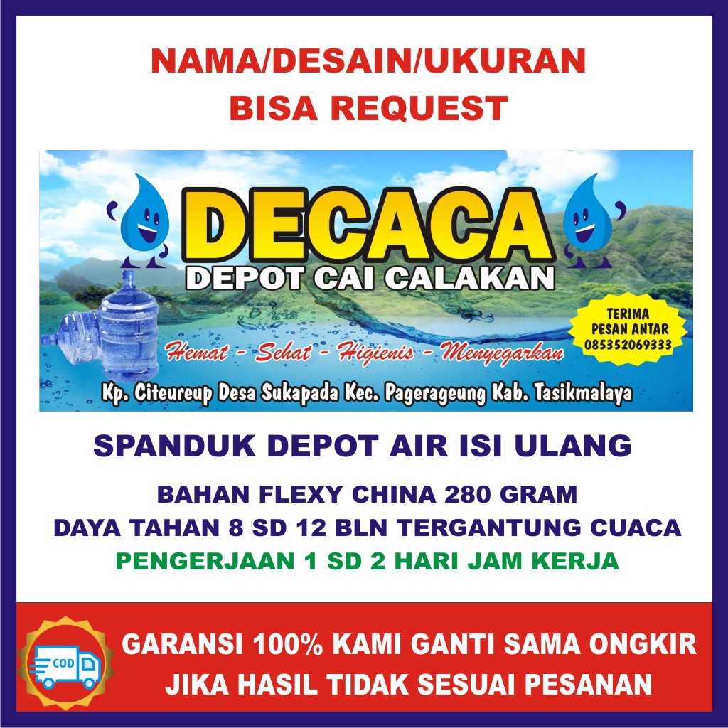 Spanduk Isi Ulang Air Minum Custom Desain