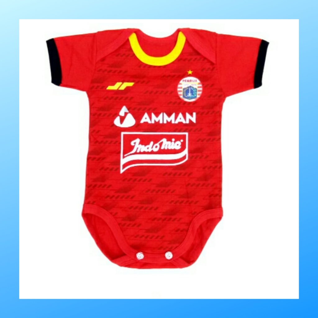 Jumper bayi newborn persija baju kodok kaos sepak bola fashion katun jumpsuit pakaian anak romper jersey sport outfit apparel club baby terusan bodysuit merah