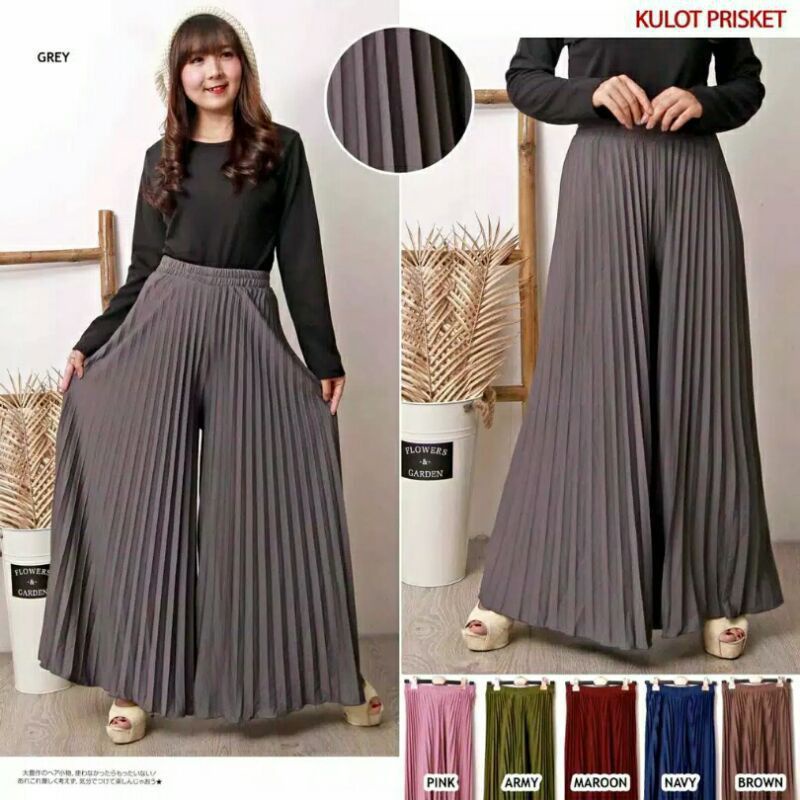 Kulot Plisket Klok Termurah bisa JUMBO/ Plisket Lipatan Besar / Pleated