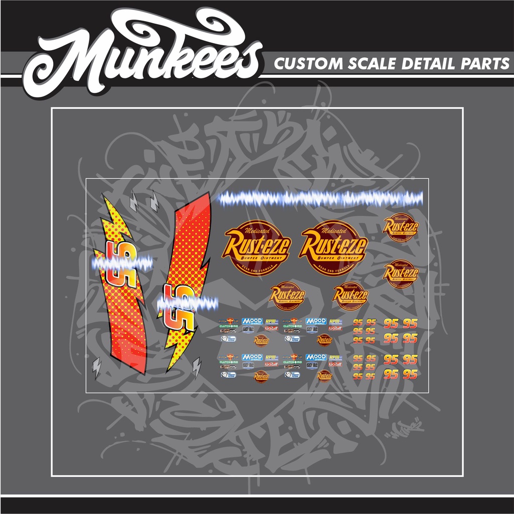 Decal Waterslide White Toner Hotwheels Tomica Cars Toon