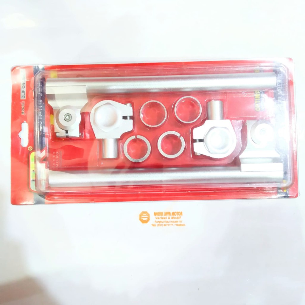SETANG STANG STIR JEPIT ALMINI CLIP ON KECIL SILVER UK 30 31 33 MERK CZR Free Ongkir