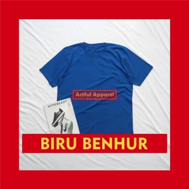 Kaos Polos Pendek Warna Biru Benhur
