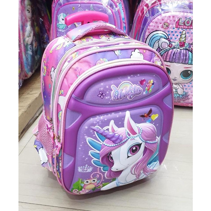 ★ Tas Roda Anak Perempuan Tas Troli Anak Tk Gambar Kartun Anak Perempuan Tas Dorong Anak Paud Sampai