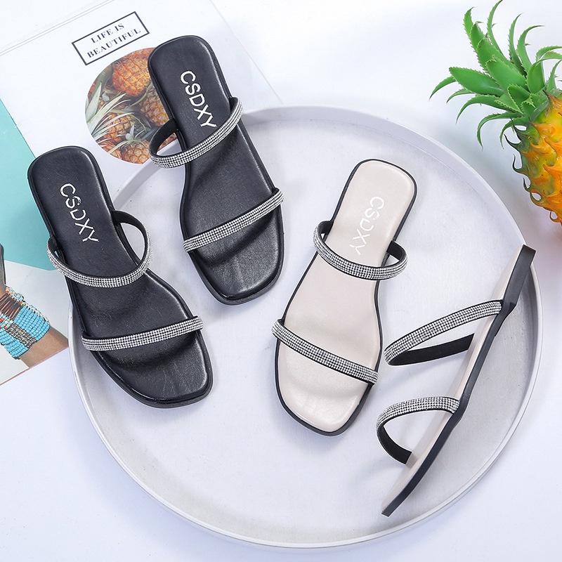 TBIG [COD] Sandal Slop Tali Wanita ZY Import Korea Style Santai Wanita Remaja