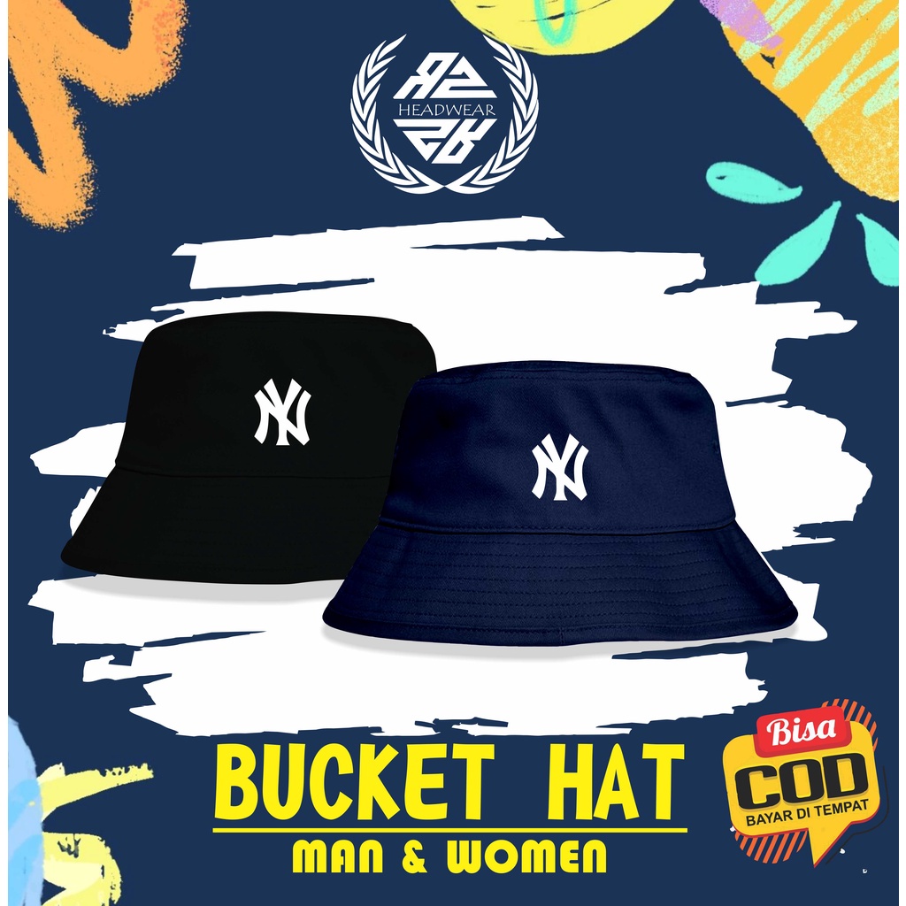 Topi Bucket Wanita Pria Dewasa Bisa Bolak Balik 2 Warna Motif Ny