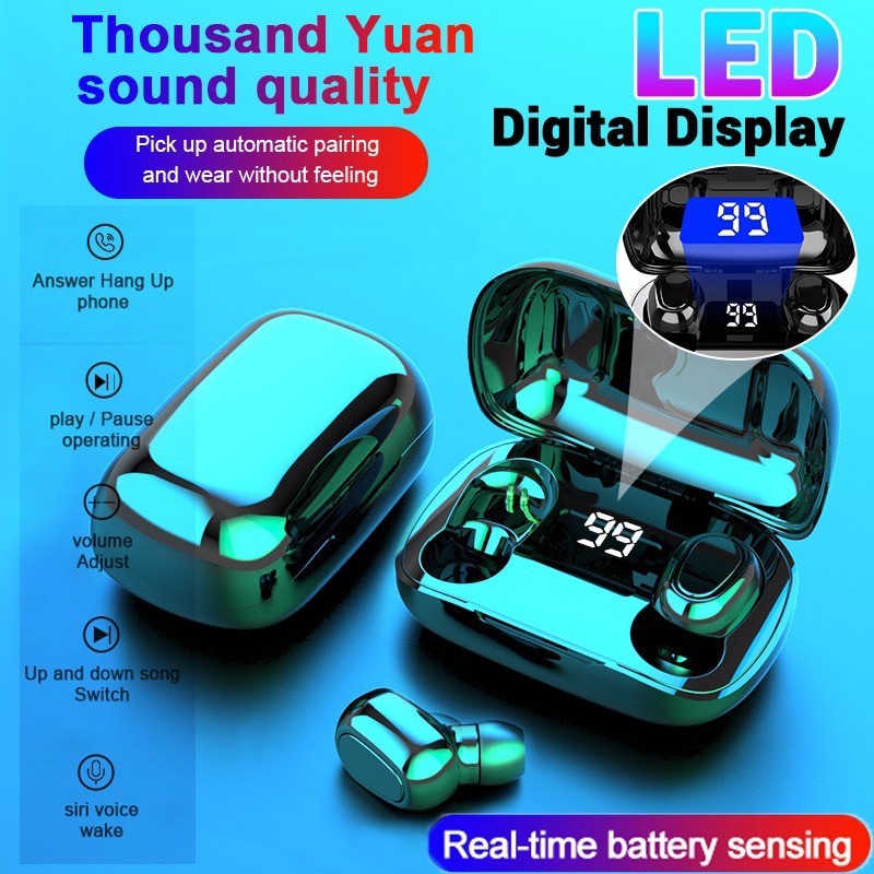 Tws L21 Pro Headset Wireless Bluetooth 5.0 Tws Dengan Suara Bass Ganda