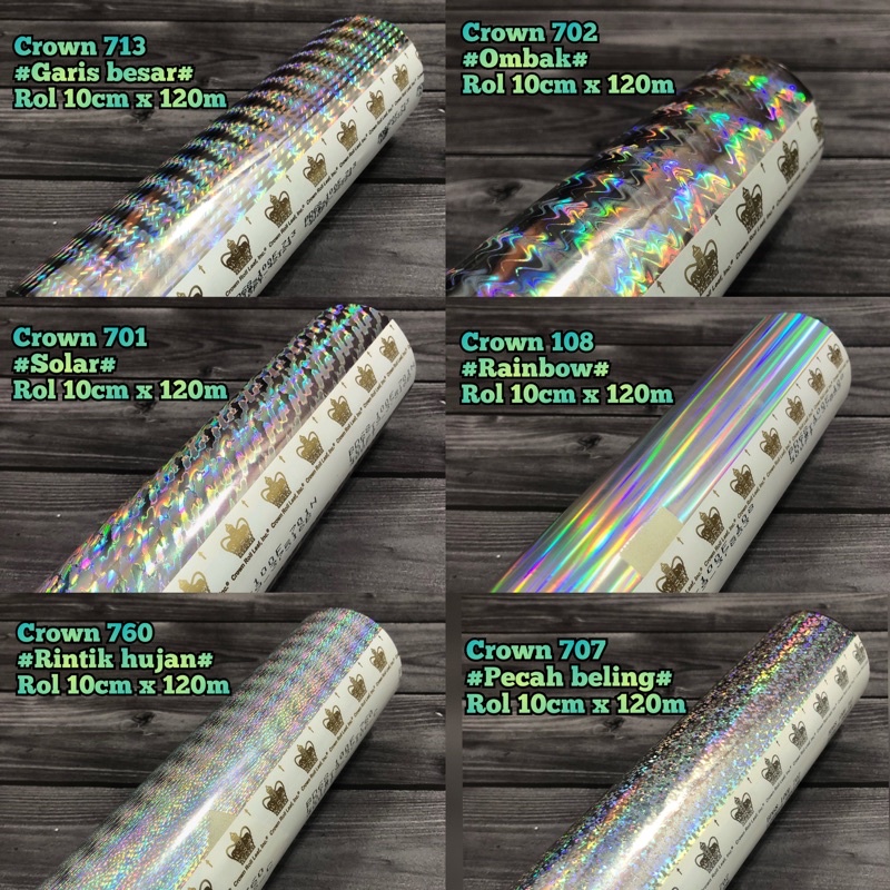 hologram hot stamping foil lure dan metal jig- CROWN/USA - ROL 10cm x120 meter