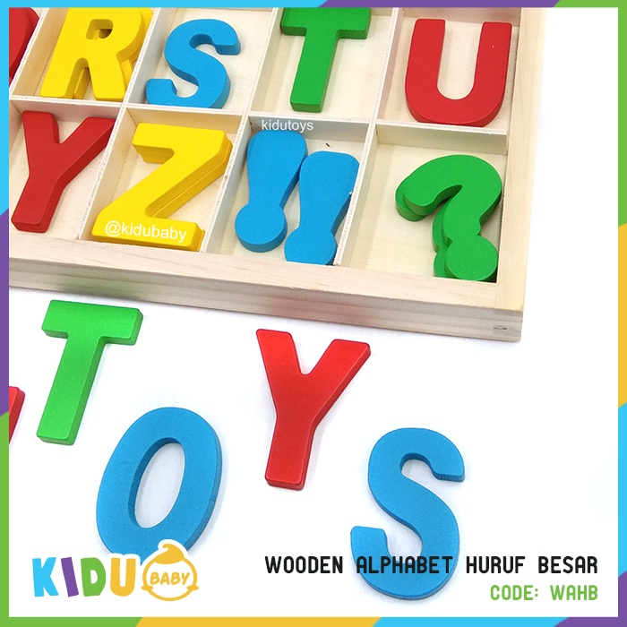 Mainan Montessori Anak Alphabet Kayu Huruf Besar / Wooden Alphabet Capital Letters Kidu Baby