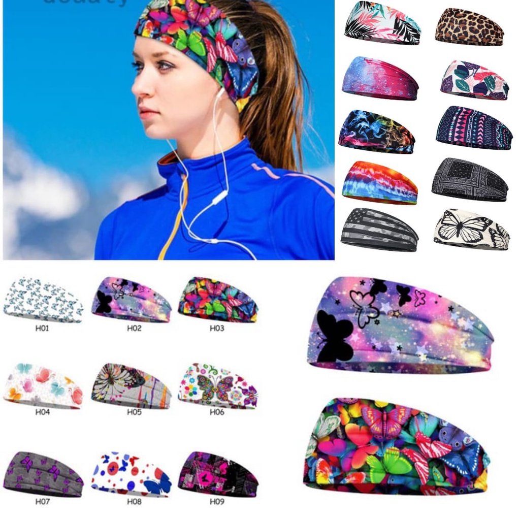 Deuaty Headband head band olahraga yoga lari sepeda sport sweatband