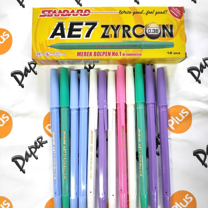 

NEW Pulpen / Ballpoint STANDARD AE7 Zyrcon (warna warni)(12pcs) - Hitam