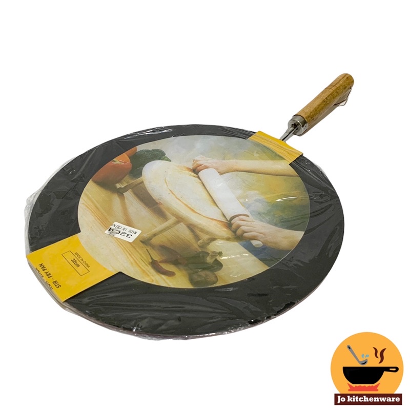 Frypan datar martabak teflon gagang kayu tebal/wajan teflon martabak / 30,32,34 cm / G22-30,-32,-34