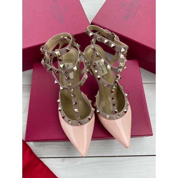 VALENTINO Patent Rockstud Pump Shoes Mirror Quality
