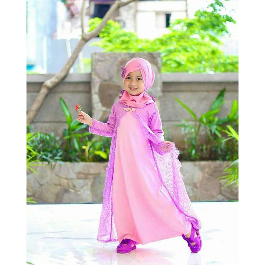 GAMIS BROKAT NURLELA WARNA UNGU