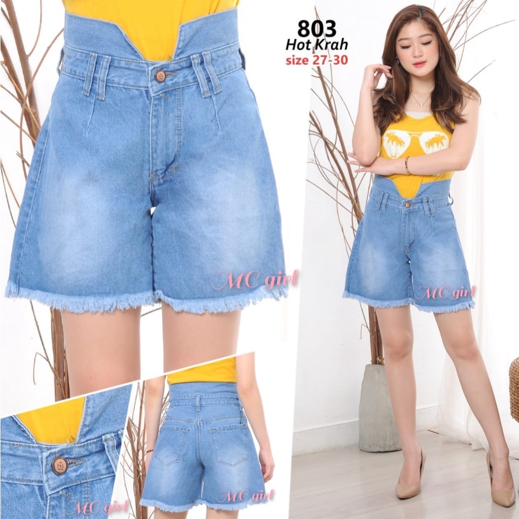 ( Bisa COD ) MC girl - Hot Pants Jeans Kerah Wanita / Hotpants Polos / Celana Pendek Cewek