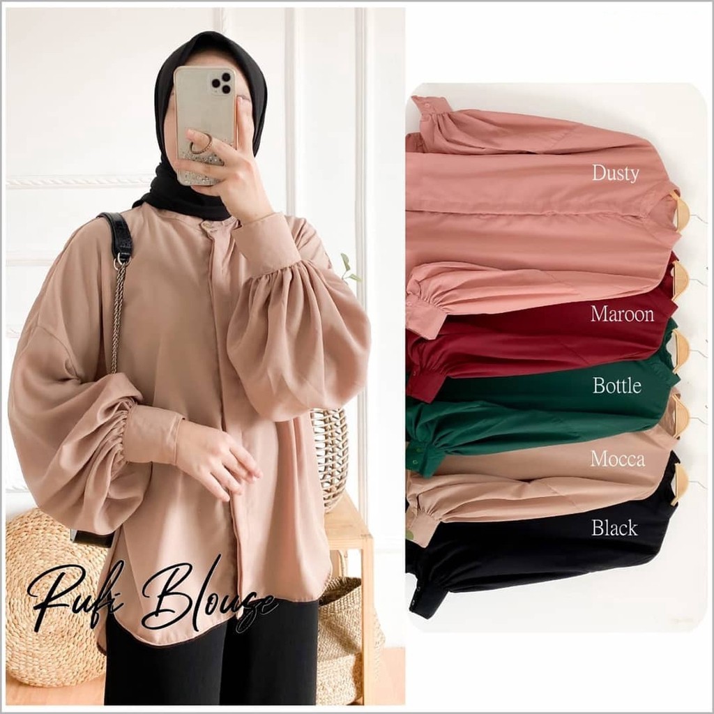 Rufi Blouse Atasan Blus Polos Fashion Muslim Wanita Terlaris