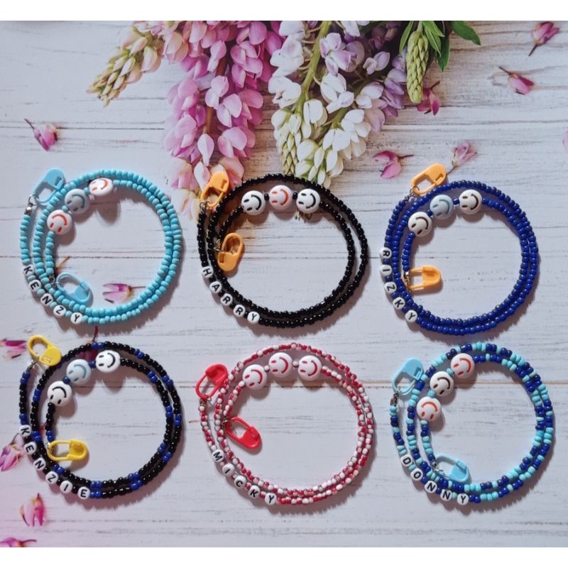 tali/strap/kalung masker (anak) glass bead + nama