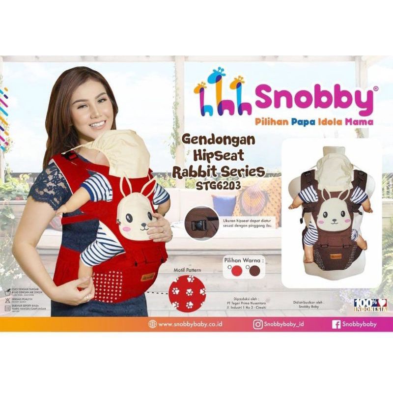 Gendongan Bayi Snobby Hipseat topi saku depan rabbit series / gendongan duduk