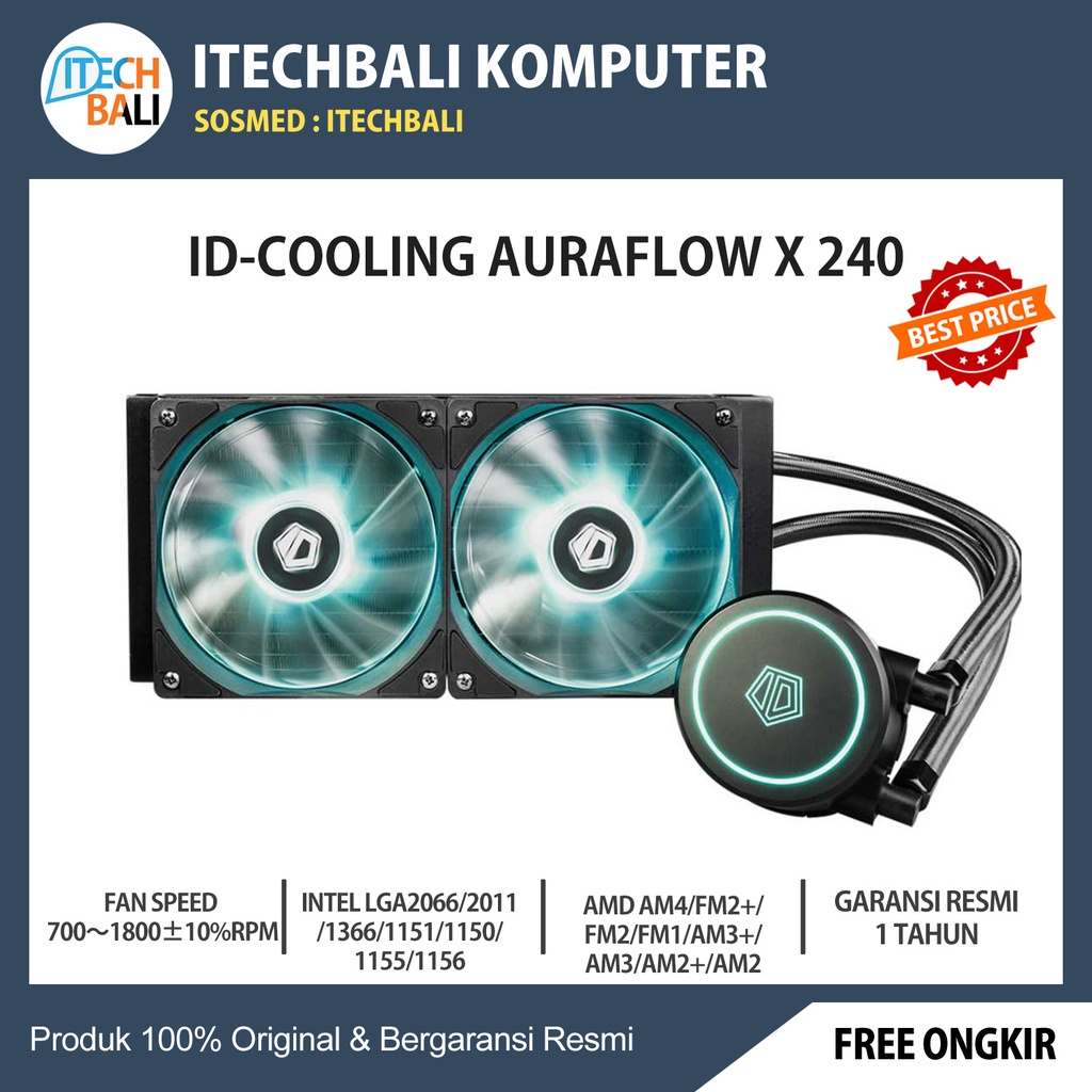 Watercooling  ID-COOLING AURAFLOW X 240 RGB Sync AIO CPU