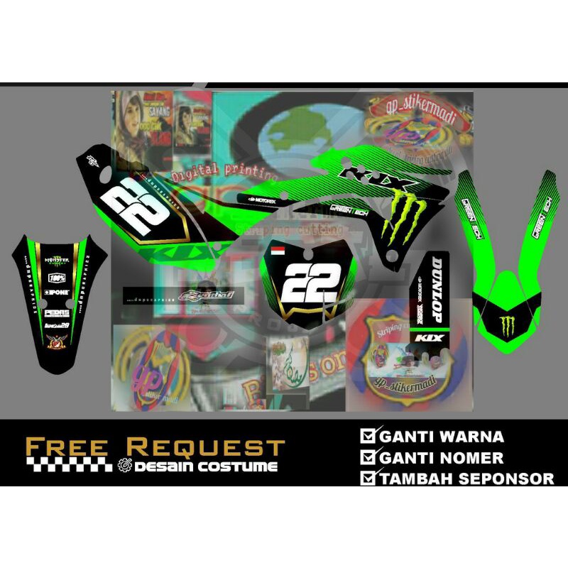 decal klx gordon 150s full blok bisa custom