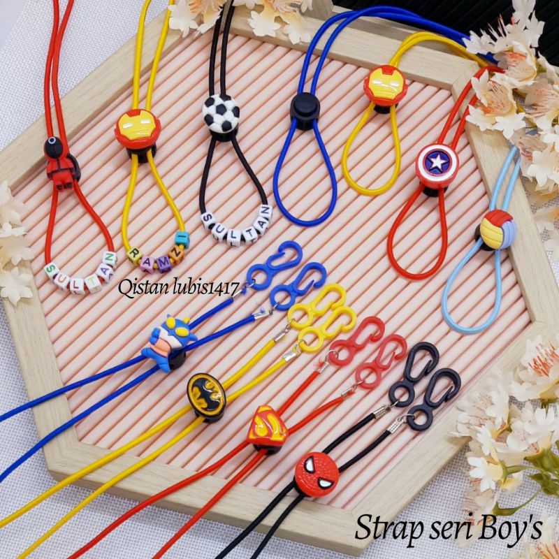 Costum nama strap masker|kalung masker Seri Boy's super hero n sport