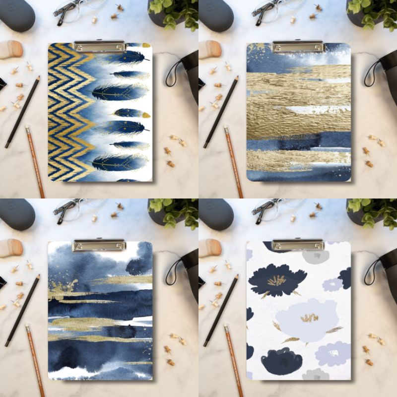 

Papan ujian Papan dada motif aesthetic kekinian biru gold