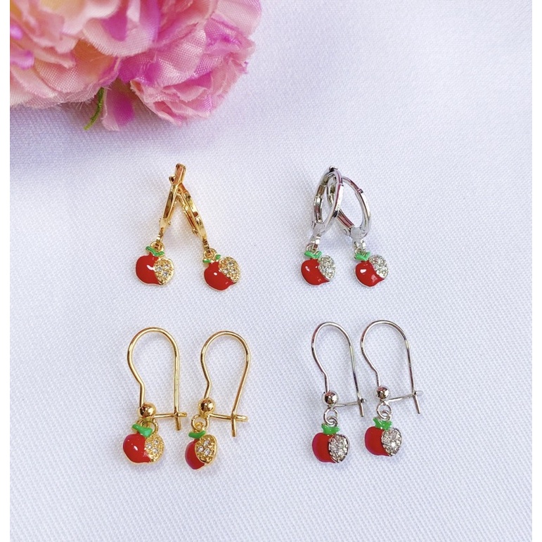 Anting Bayi / Anak Red Apple Lapis Emas 18k