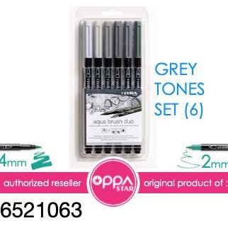 

[[COD]] Brush Pen Set Lyra Aqua Brush Duo Pen Grey tones Set 6 - 6521063 CUCI GUDANG Kode 437