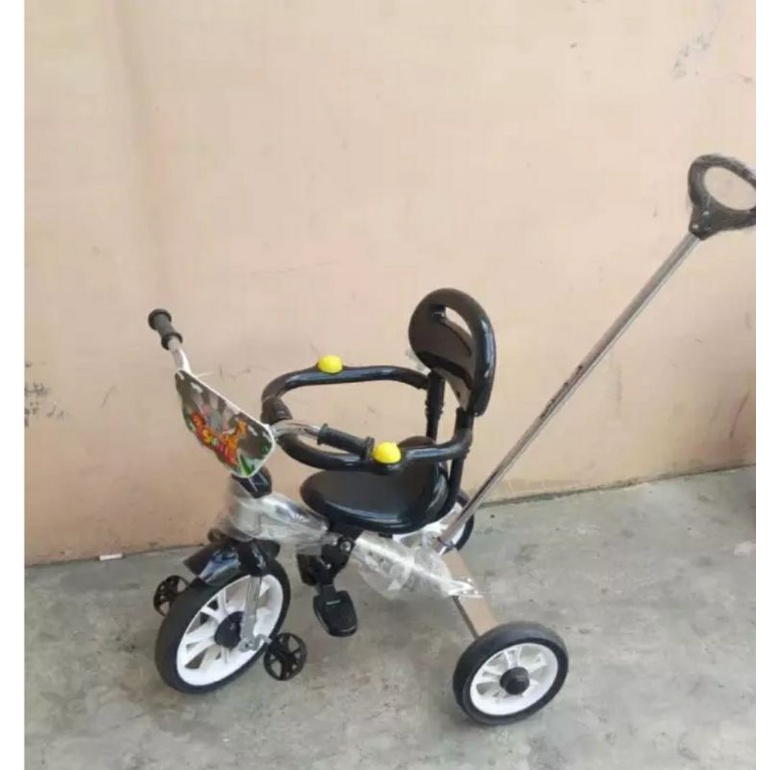 SEPEDA ANAK SAFARI BMX 721 RODA 3 (TIGA) - TRICYCLE SANDARAN STAINLESS NIKEL DORONGAN - SEPEDA PMB 7