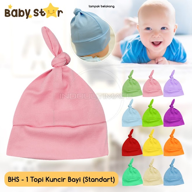 Topi Kupluk Bayi kuncir BABY STAR Topi Anak baru lahir Baby Hat New Born Pelindung Kepala Bayi Perlengkapan newborn