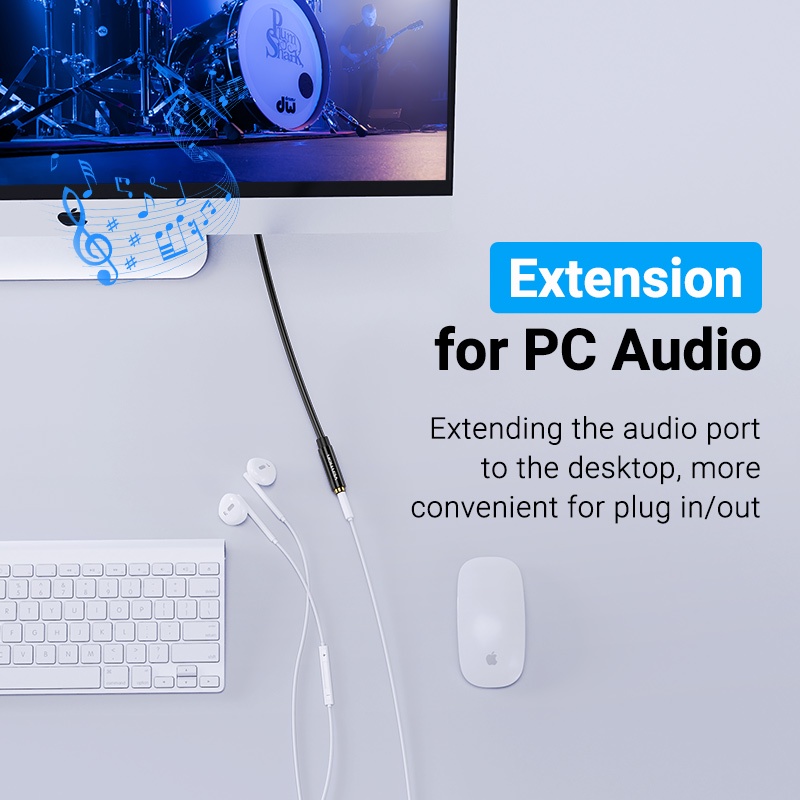 ( Bisa COD ) Vention Kabel Audio Aux Extension 3.5mm 3 Pole TRS Male to Female BBZ