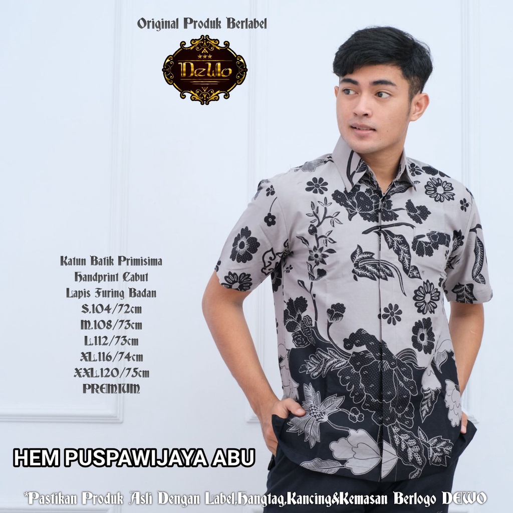 baju batik pria lengan panjang modern  ORIGINAL BAJU PREMIUM KEKINIAN BATIK SOLO MURAH ABU SILVER