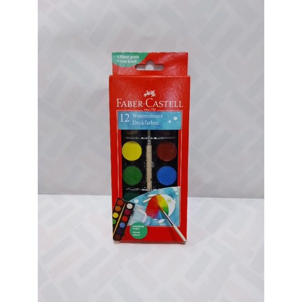 

BH01 Cat Air Faber Castell Water Colour Cake set-12 Free Kuas