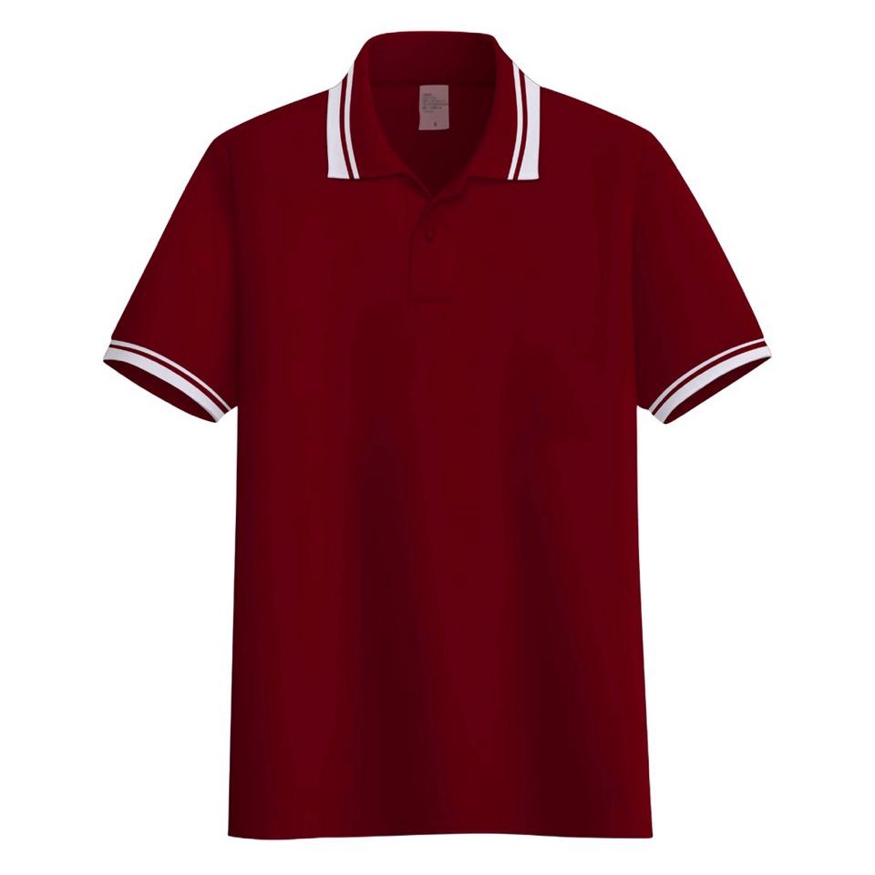 Noveli wear - Kaos polo shirt polos Maroon kerah stripe | kaos kerah seragam pria dan wanita