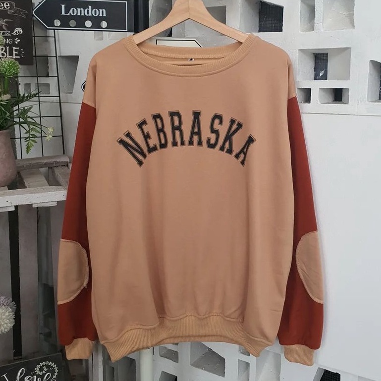 Nebraska Sweater Oblong Outer XXL Wanita Motif NABRASKA Bahan Fleece