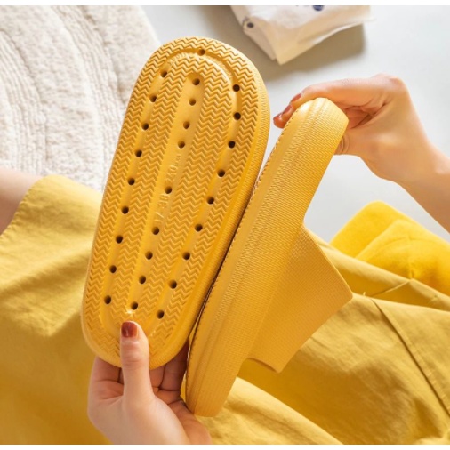 Sandal Rumah Berkualitas Sandal Kamar Mandi Berbahan Empuk Sandal Karet Wanita Pria Couple-yellow