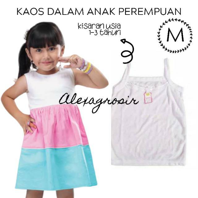 Kaos Dalam Putih Renda Anak Perempuan 1-3 Tahun Size M L XL 3L  - ALEXA GROSIR